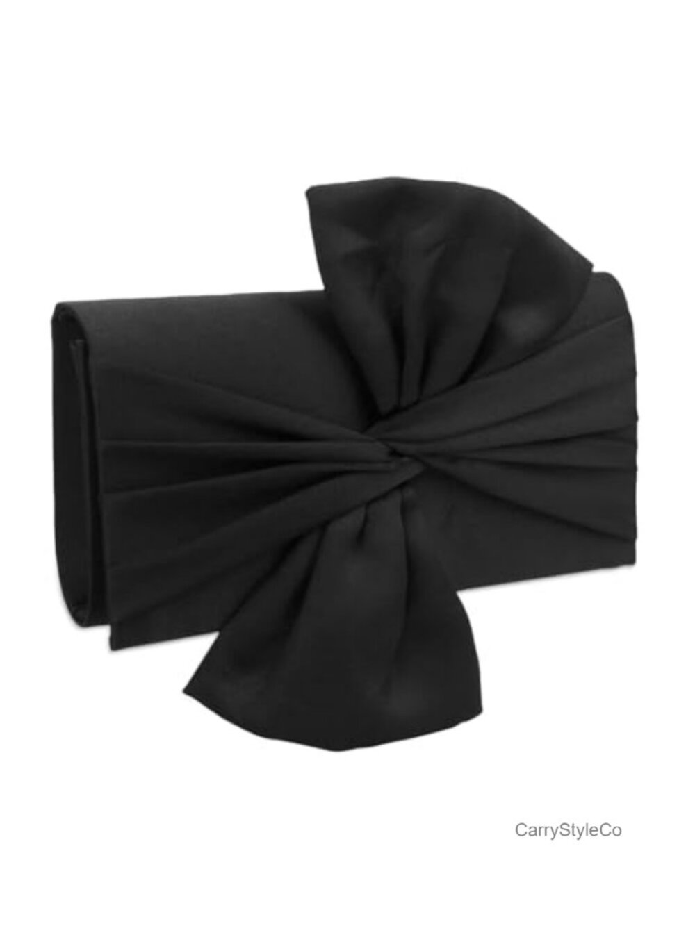 Pleated Satin Clutch Evening Bag with Chain Bow Purse Wedding Formal